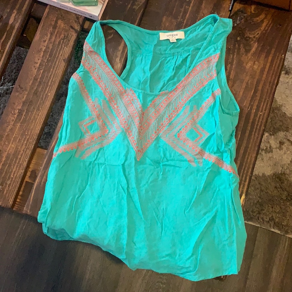 Teal and Coral Tank Top